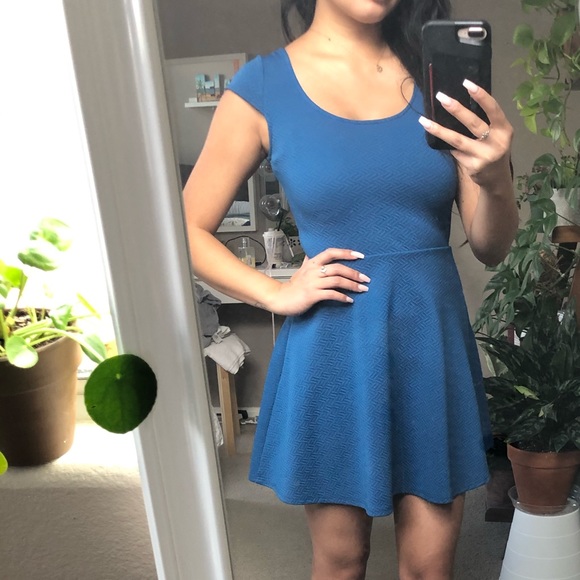 Blue Open Back Mini Dress - Picture 1 of 5